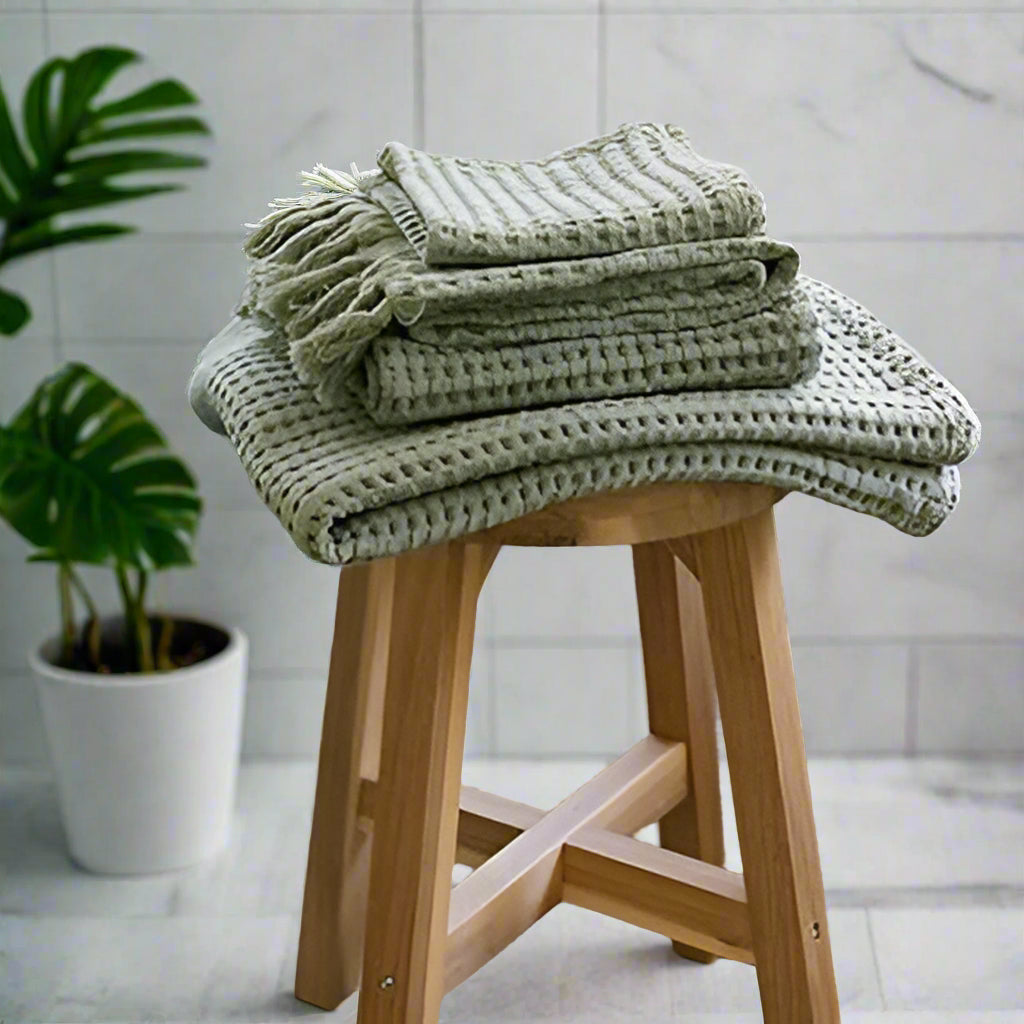 Luxury Organic Waffle Bath Sheet - Sage