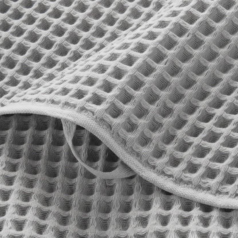 Luxury Organic Waffle Hand Towel (Pair) - Mist Grey