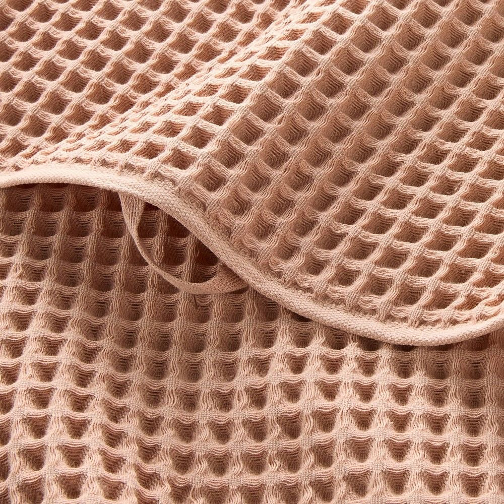 Luxury Organic Waffle Hand Towel (Pair) - Pink Clay