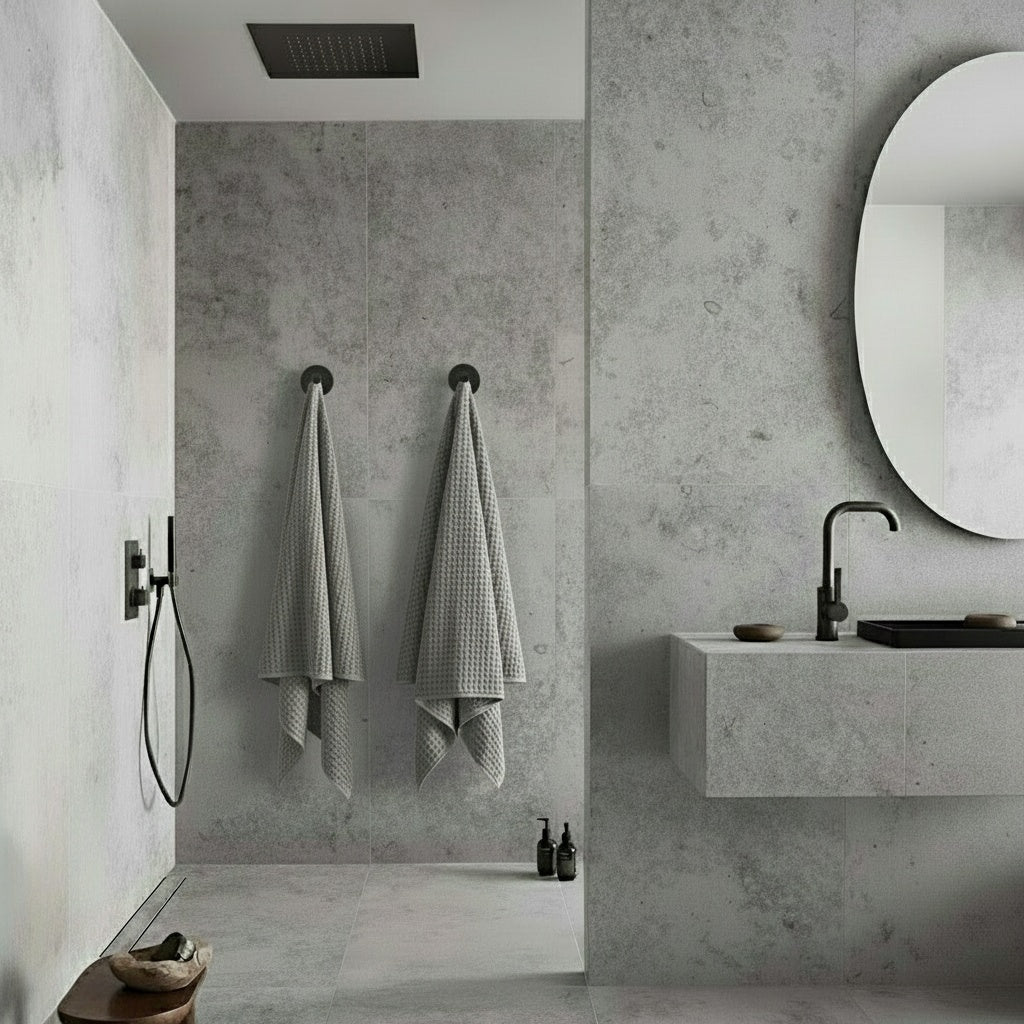 Luxury Organic Waffle Bath Sheet - Mist Grey