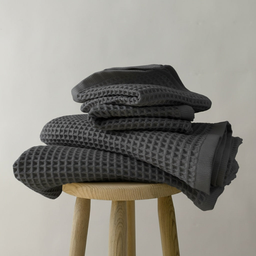 Luxury Organic Waffle Bath Sheet - Charcoal