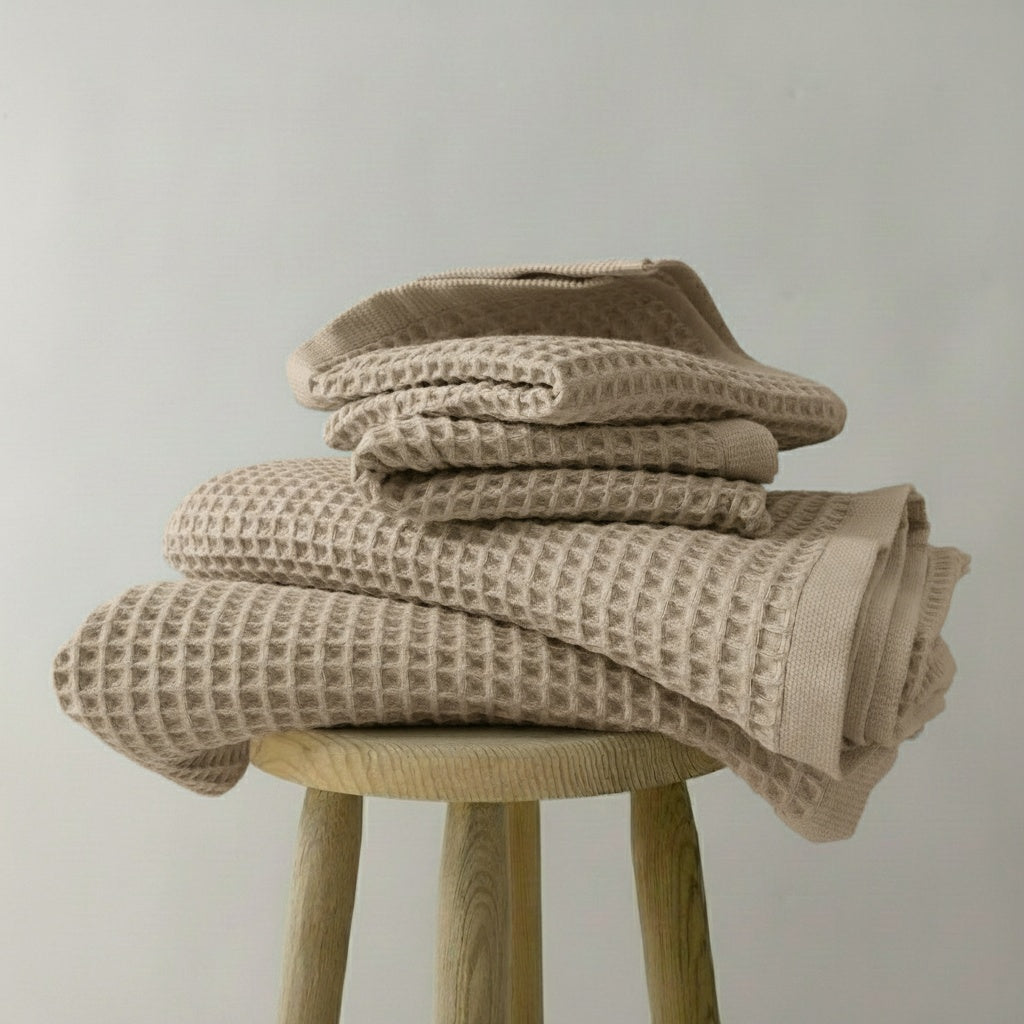 Luxury Organic Waffle Hand Towel (Pair) - Natural Beige
