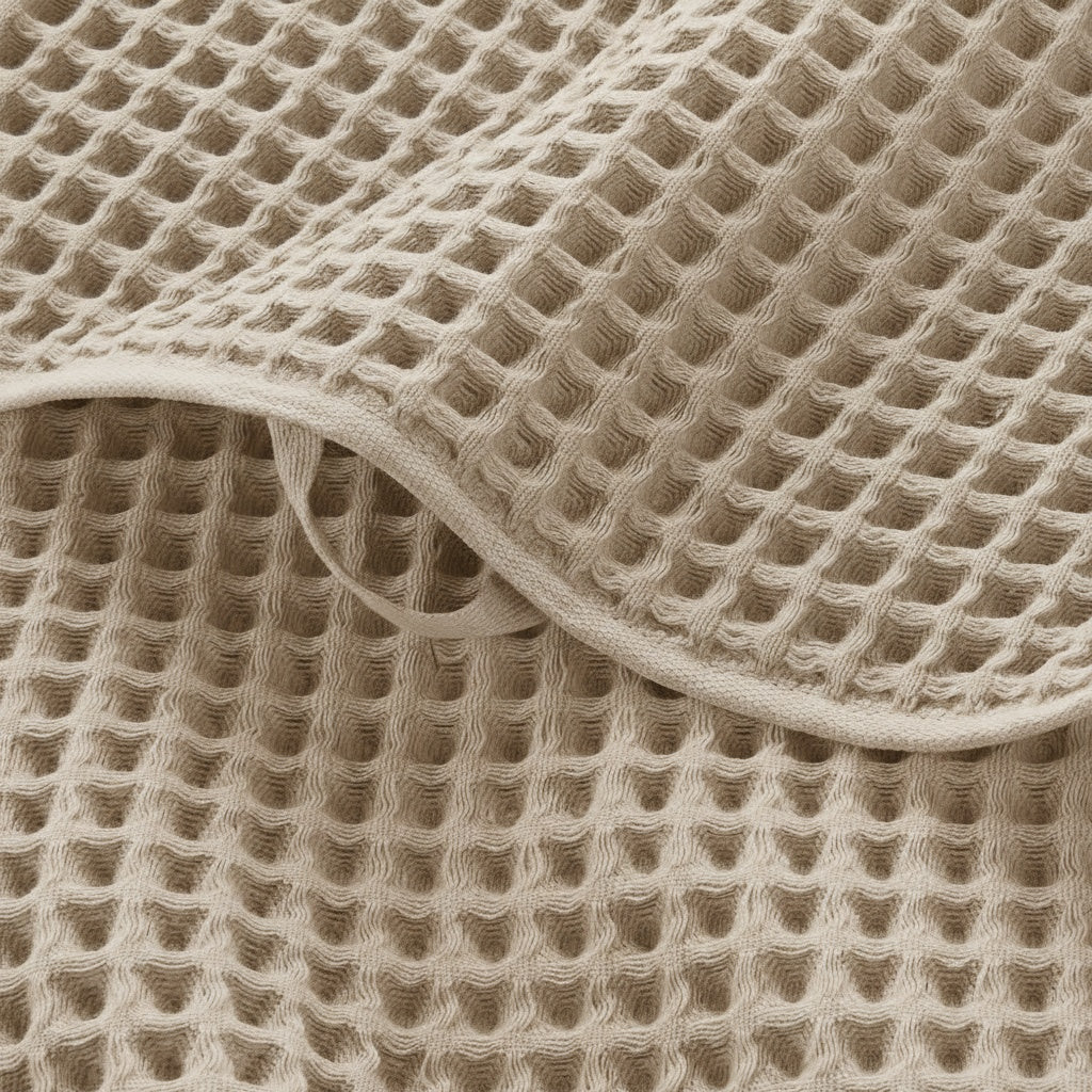 Luxury Organic Waffle Hand Towel (Pair) - Natural Beige