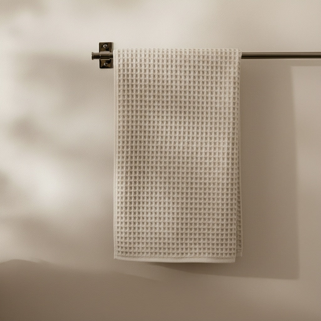 Luxury Organic Waffle Hand Towel (Pair) - Natural Beige