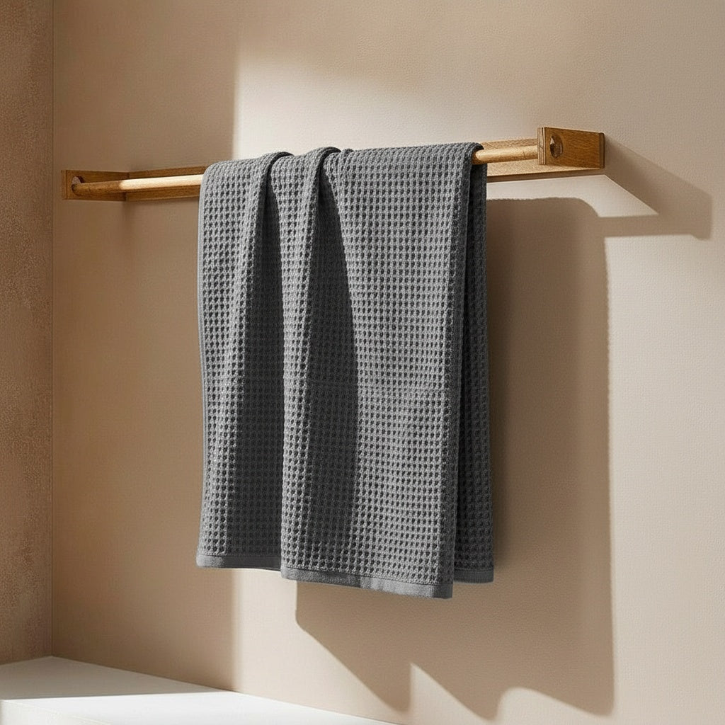 Luxury Organic Waffle Bath Sheet - Charcoal
