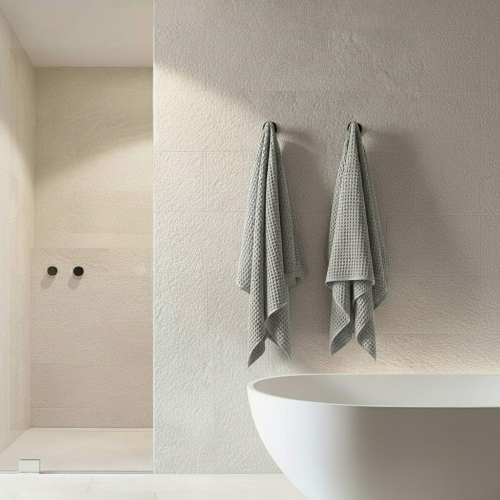 Luxury Organic Waffle Bath Sheet - Mist Grey