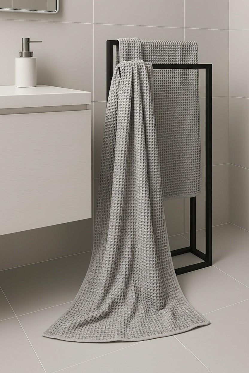 Luxury Organic Waffle Bath Sheet - Mist Grey