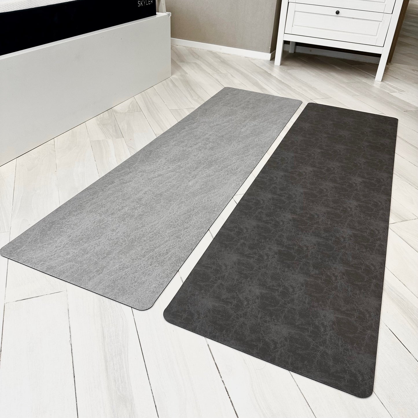 Fast Dry Bath/Kitchen Runner Mat - Marble Grey