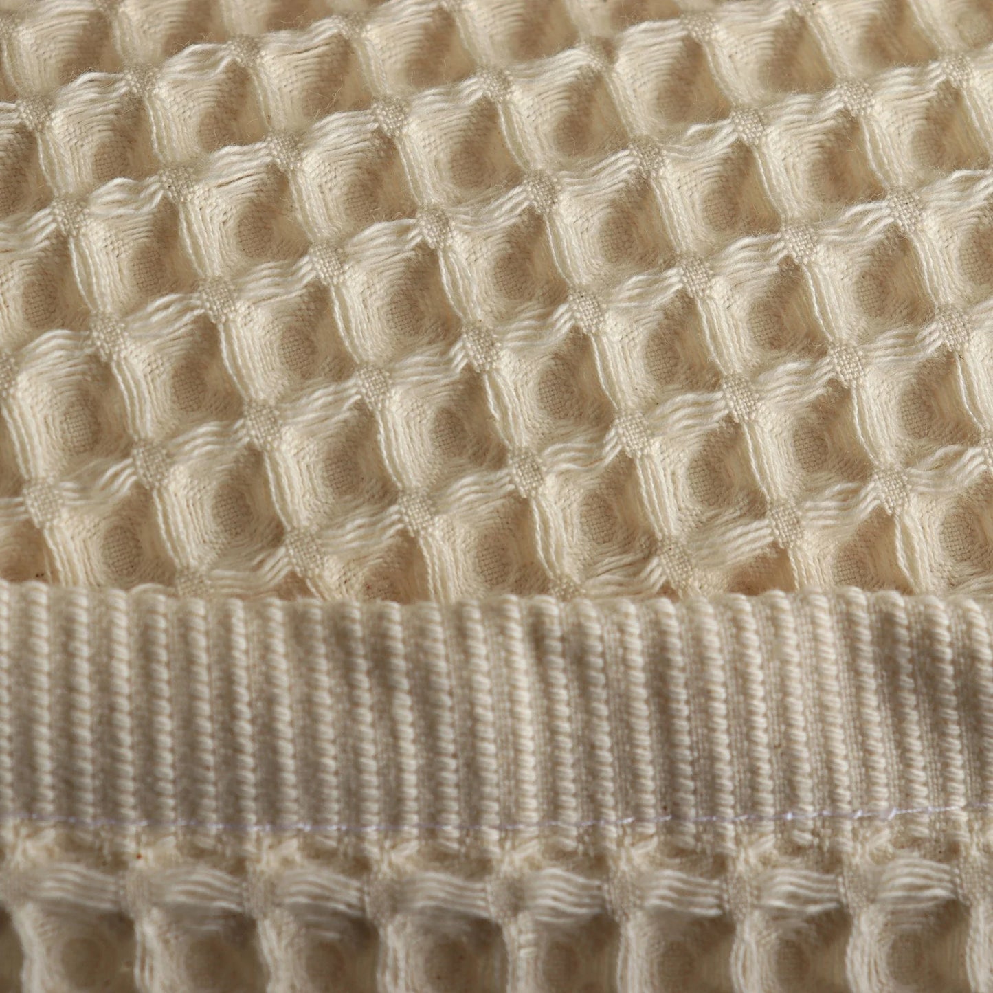 Luxury Organic Waffle Hand Towel (Pair) - Natural Beige