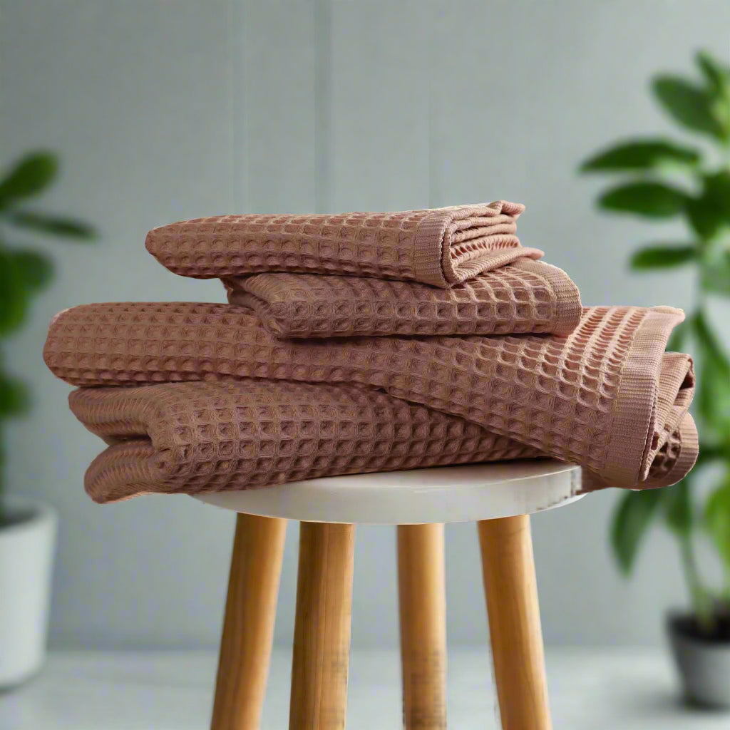 Luxury Organic Waffle Bath Sheet - Rose