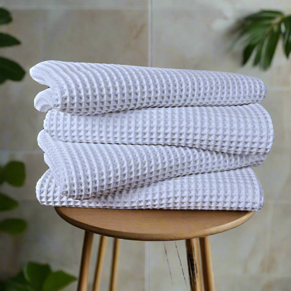 Luxury Organic Waffle Hand Towel (Pair) - White
