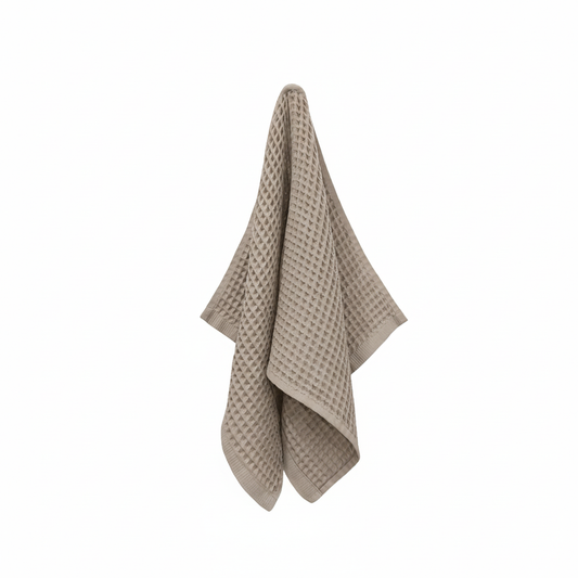 Luxury Organic Waffle Hand Towel (Pair) - Natural Beige