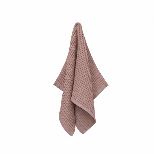 Luxury Organic Waffle Hand Towel (Pair) - Pink Clay