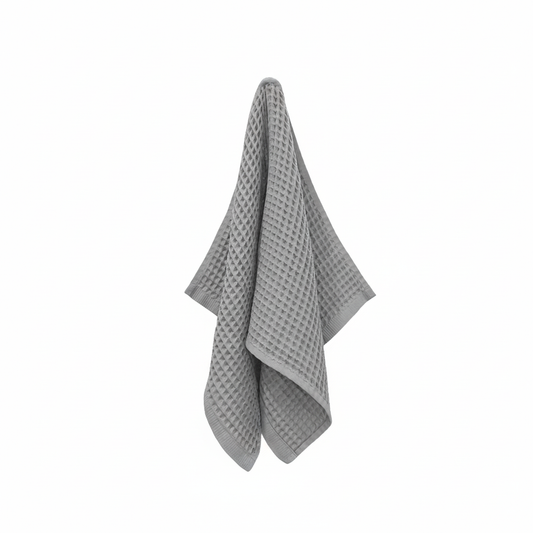 Luxury Organic Waffle Hand Towel (Pair) - Mist Grey