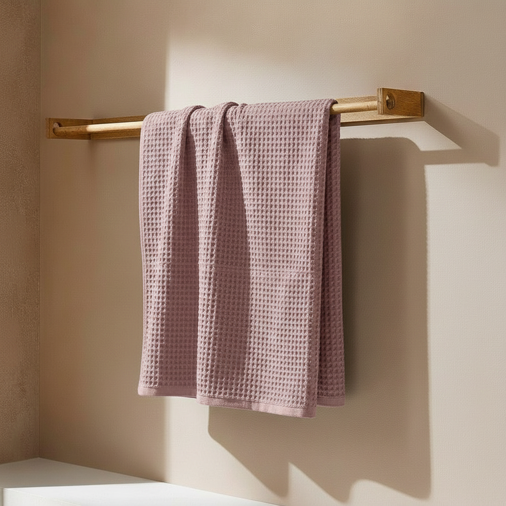 6 Piece Waffle Towel Bundle in Pink Clay