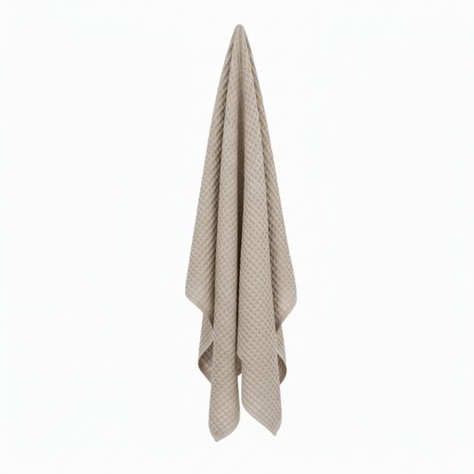 Luxury Organic Waffle Bath Sheet - Natural Beige