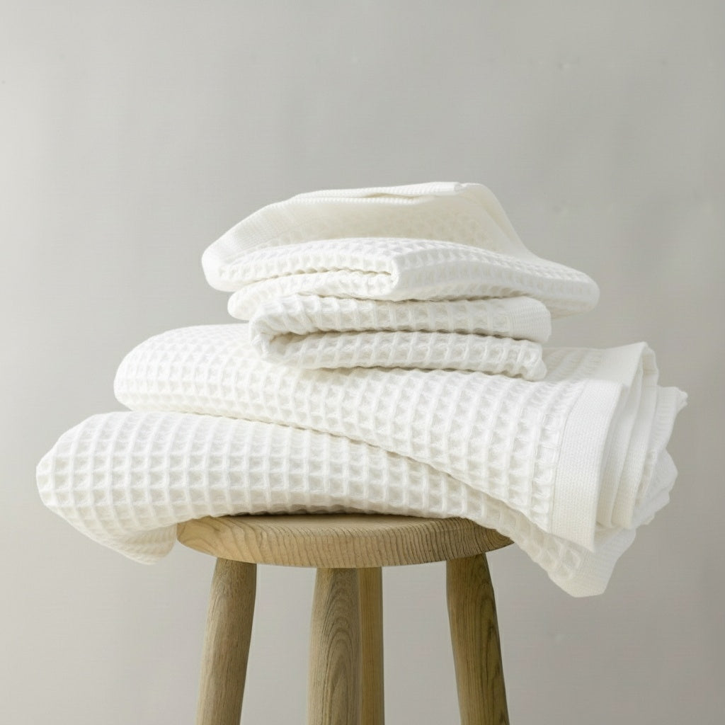 6 Piece Waffle Towel Bundle in White