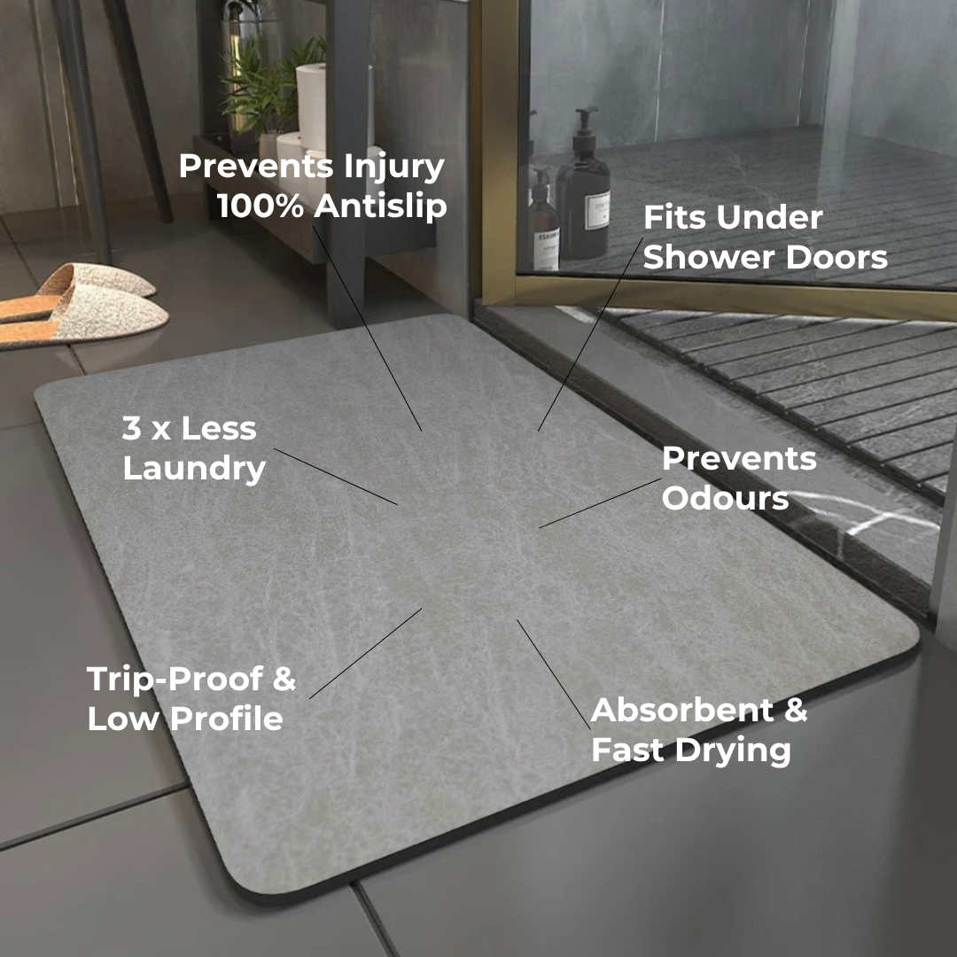 Fast Dry Bath Mat - Marble Grey